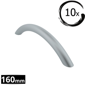 10 stuks aluminium handgrepen Chicago 160mm boormaat met matte afwerking, overzichtsfoto met setaanduiding