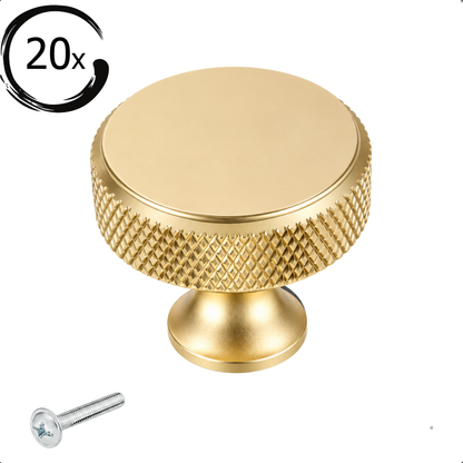 20X Deurknop 30mm Aluminium Goud – Lowell