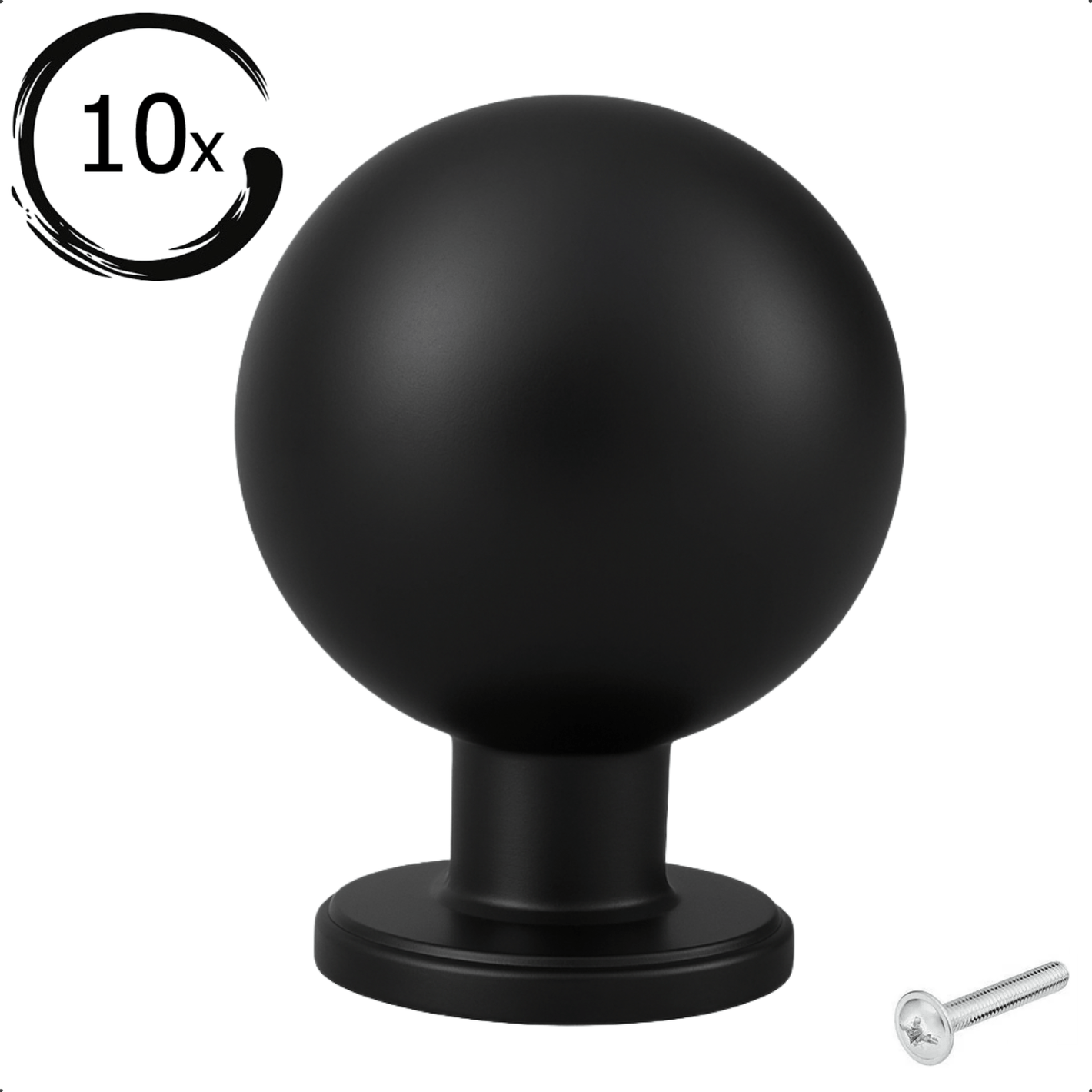 10X Deurknop 24mm Zwart – Madison - BY MJM - GMJ72-10