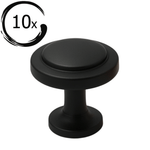 Ronde meubelknop Memphis 32mm mat zwart met afgeronde bovenkant en cilindervormige voet, set 10 stuks met 10X pictogram linksboven