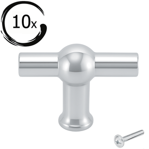 10X Deurknop 48mm Chroom – Kansas T - greep - BY MJM - GMJ54-10