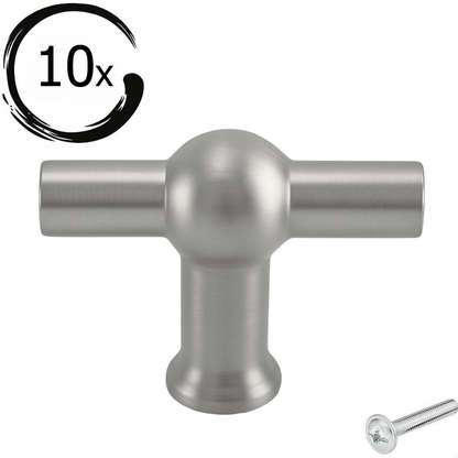 10X Deurknop 48mm RVS – Kansas T - greep - BY MJM - GMJ53-10