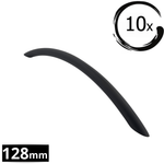 Zwarte aluminium handgreep Chicago 128mm met gebogen vormgeving, links bovenaan 10x setaanduiding, linksonder maatindicatie 128mm