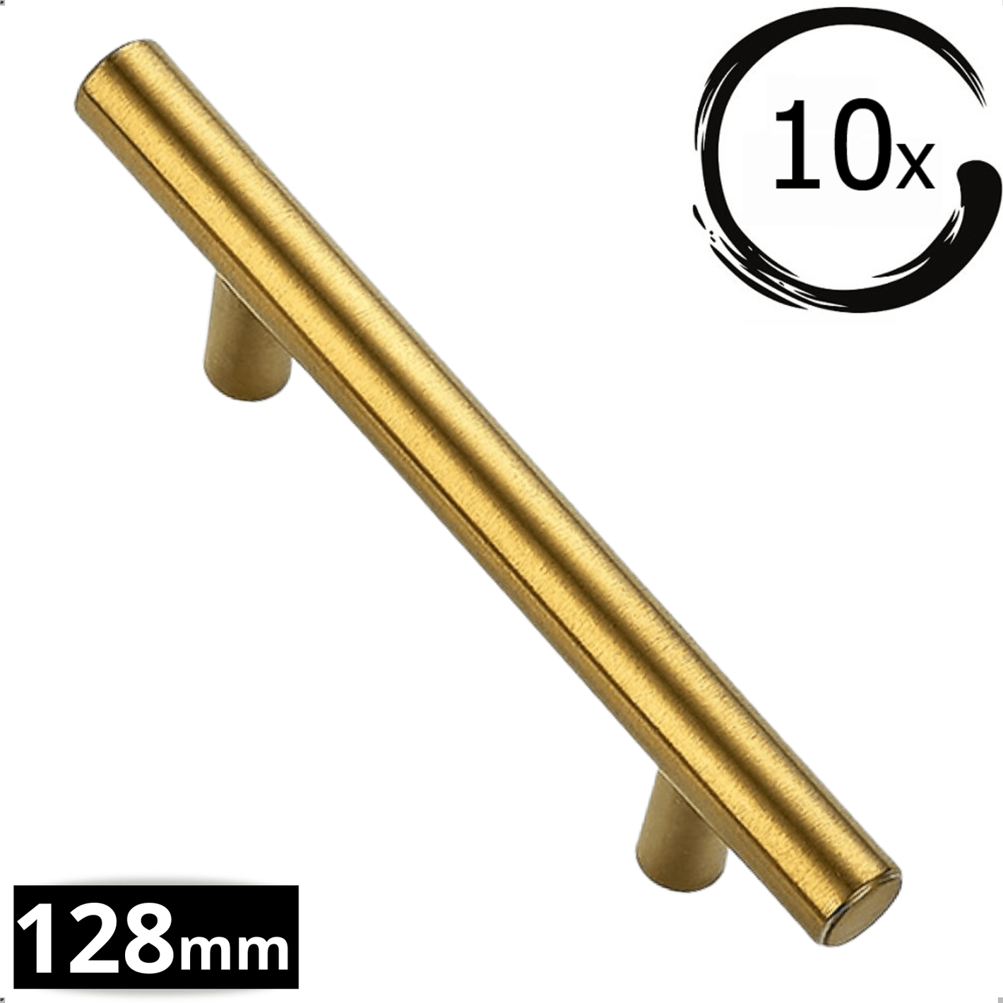 Handgreep 128mm RVS goud Denver set 10 stuks