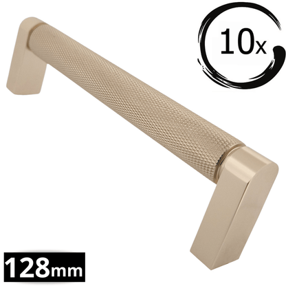 Handgreep Miami 128mm RVS goud met geborstelde afwerking, set van 10 stuks