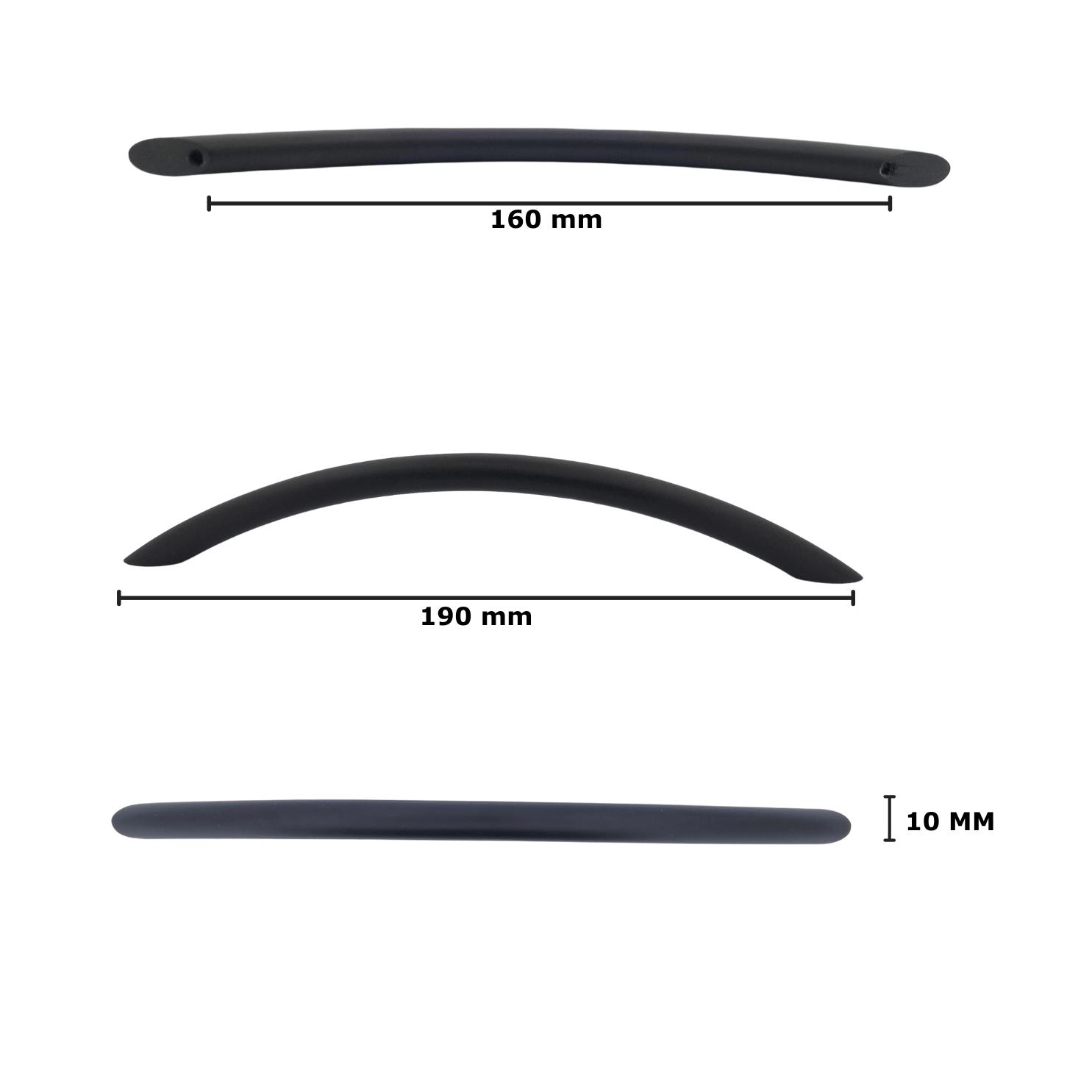 10X Handgreep 160mm Aluminium Zwart – Chicago - BY MJM - GMJ23-10