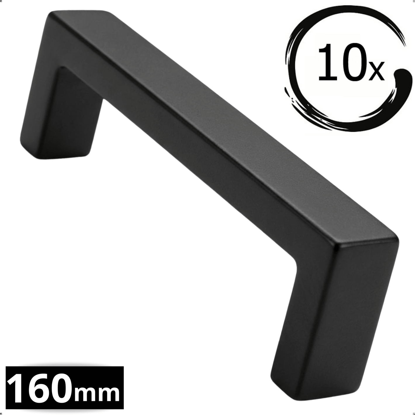 10X Handgreep 160mm RVS Zwart – Atlanta - BY MJM - GMJ14-10
