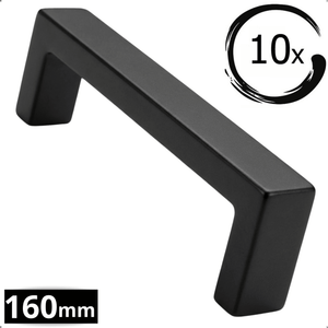 10X Handgreep 160mm RVS Zwart – Atlanta - BY MJM - GMJ14-10