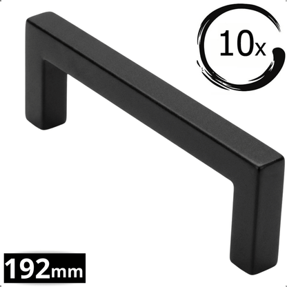 10X Handgreep 192mm RVS Zwart – Dallas - BY MJM - GMJ29-10