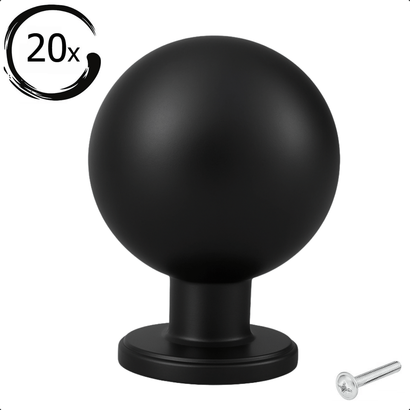 20X Deurknop 24mm Zwart – Madison - BY MJM - GMJ72-20