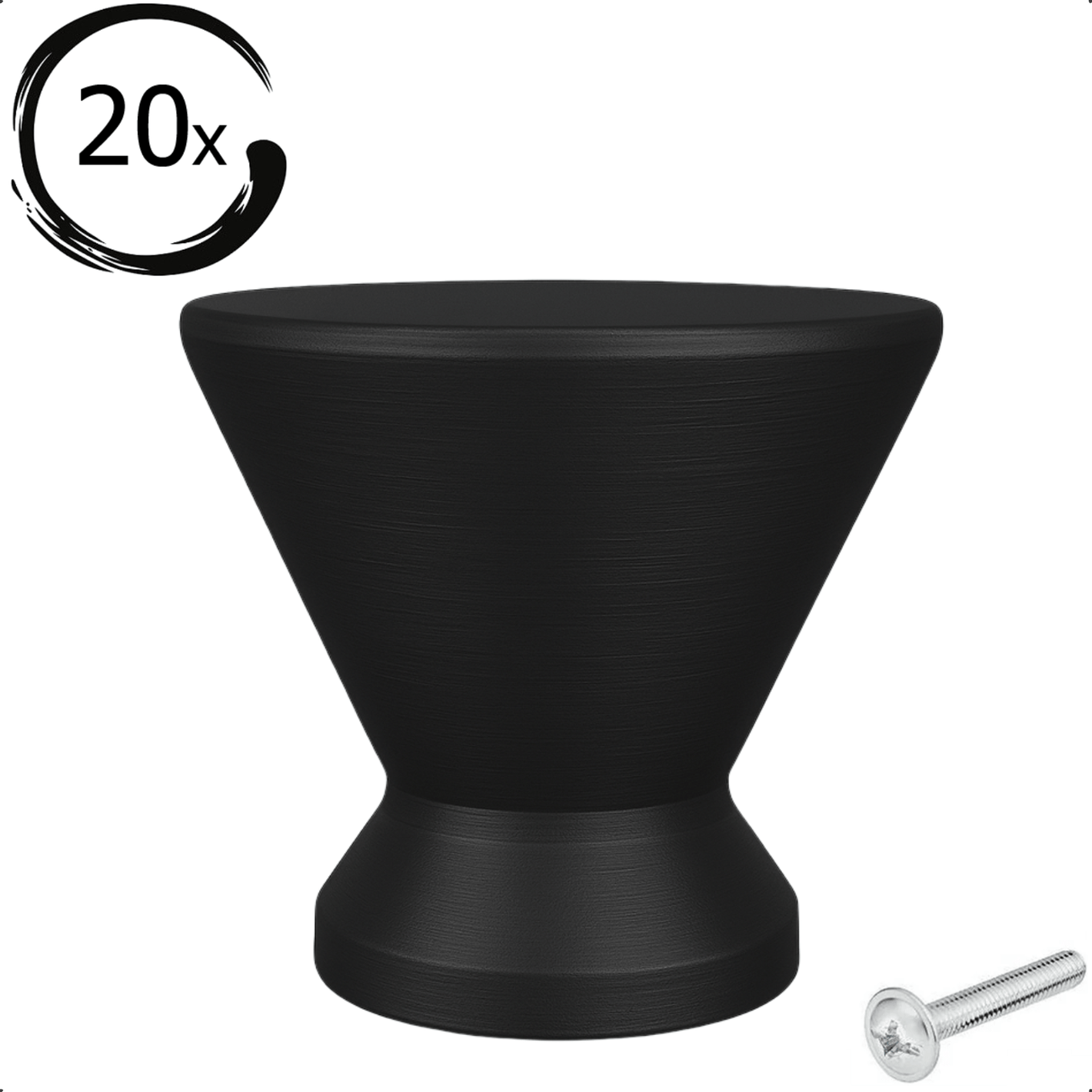 20X Deurknop 25mm Zwart – Dover - BY MJM - GMJ78-20