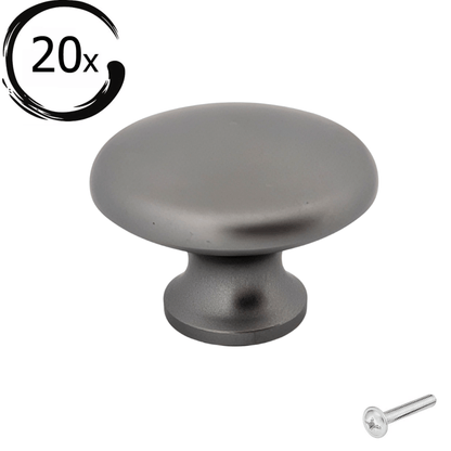 20X Deurknop 27mm Grijs – Macon - BY MJM - GMJ38-20
