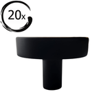 Set van 20 zwarte ronde meubelknoppen Circle 40mm diameter met bevestigingsschroef