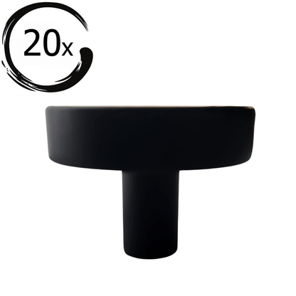 Set van 20 zwarte ronde meubelknoppen Circle 40mm diameter met bevestigingsschroef