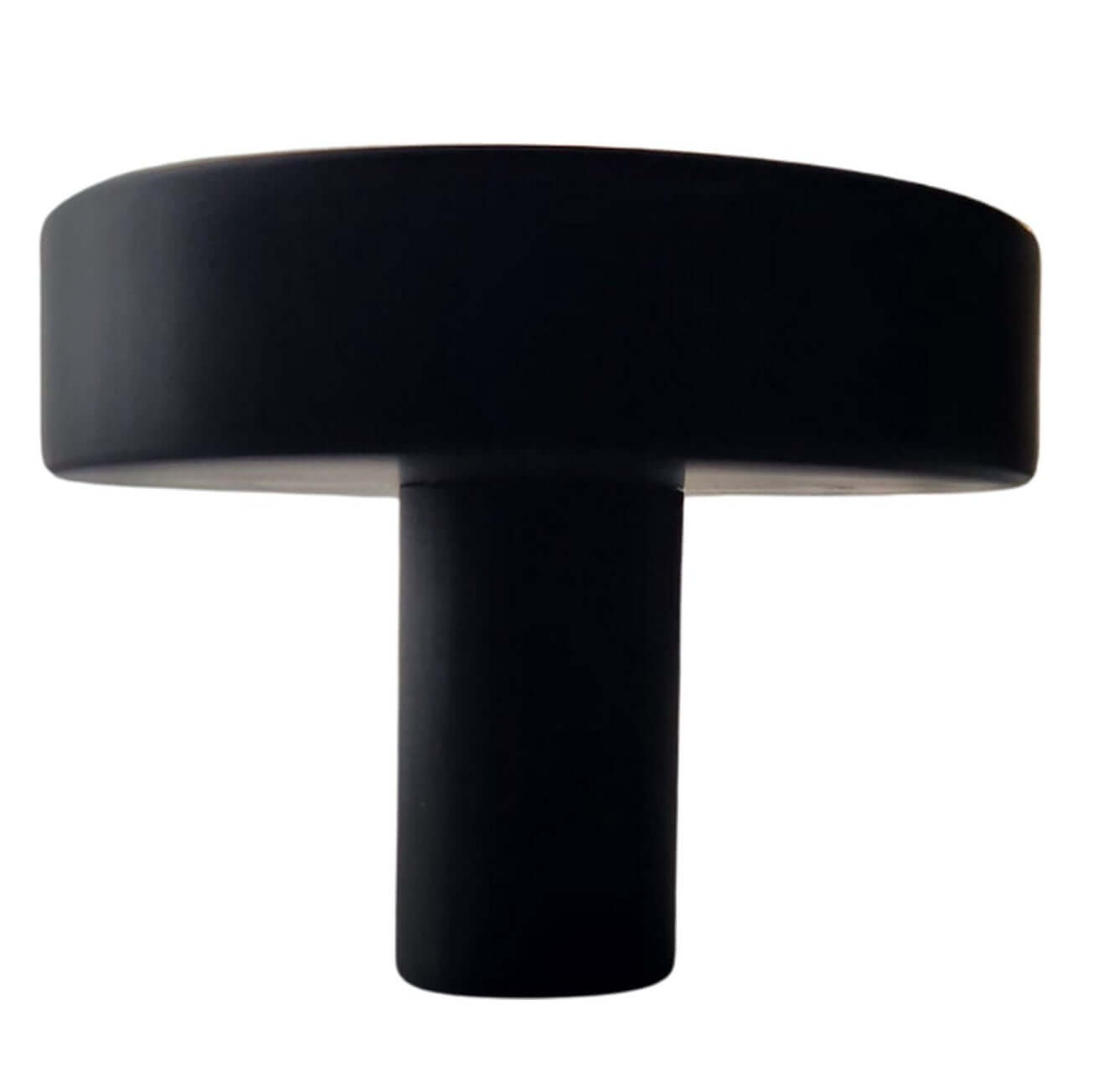 Bovenaanzicht zwarte ronde meubelknop Circle 40mm met diameter voet 11mm