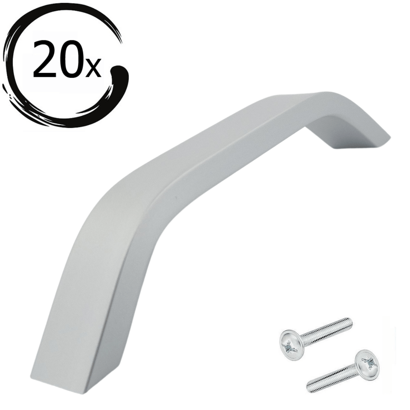 Set van 20 aluminium handgrepen Tulsa 128mm met matte afwerking en bevestigingsschroeven