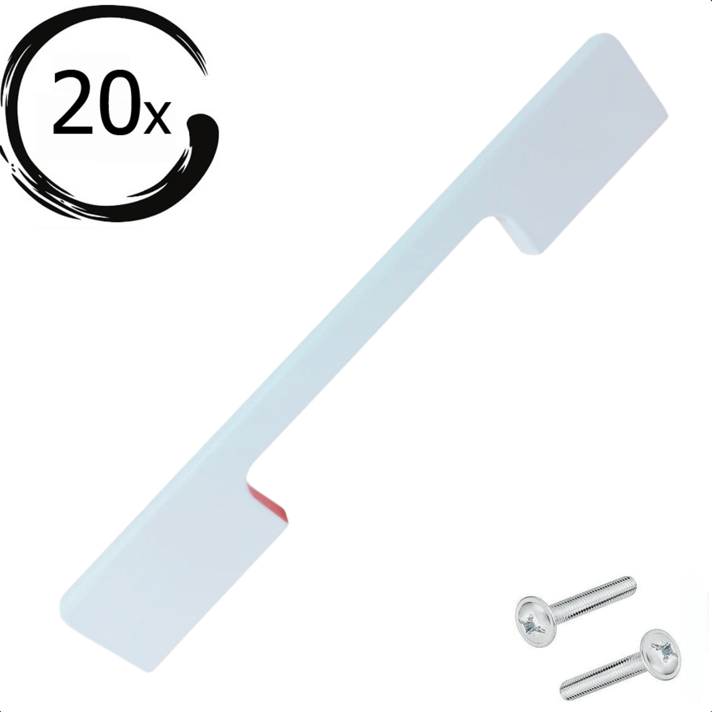 Set van 20 witte aluminium handgrepen Seattle 128mm met 2 bevestigingsschroeven per greep