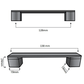 Zijaanzicht Austin handgreep 128mm aluminium zwart met hoogte en projectie weergave