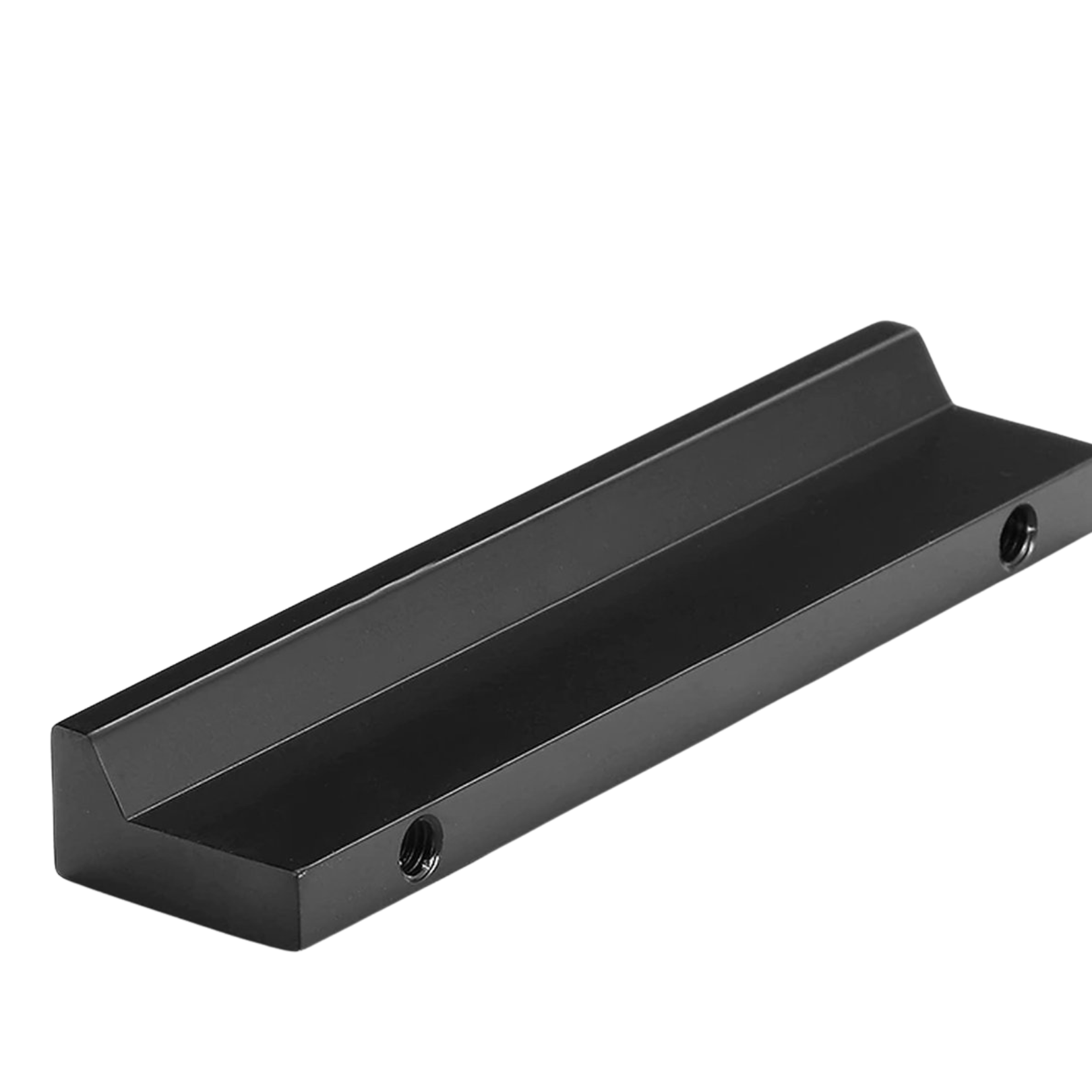 Zijaanzicht zwarte aluminium handgreep Reno 128mm met zichtbare hoogte en projectie