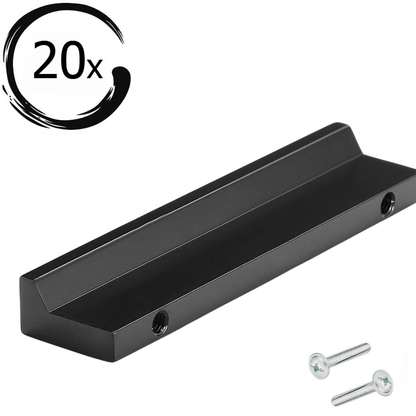 20 stuks zwarte aluminium handgreep Reno 128mm boormaat met twee zilverkleurige bevestigingsschroeven