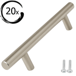 Set van 20 RVS handgrepen Denver 128mm boormaat met geborstelde afwerking en inclusief bevestigingsschroeven