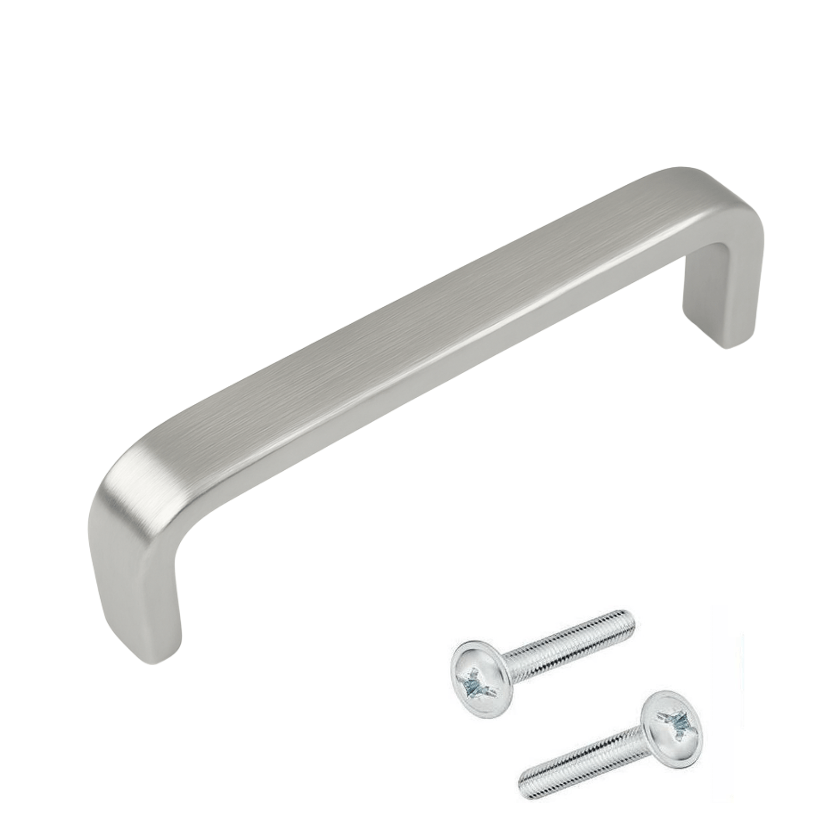 Detail RVS handgreep Tampa 128mm boormaat met zichtbare afmetingen en bevestigingspunten