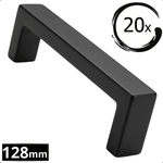 Atlanta handgreep 128mm mat zwart RVS afgeronde vorm set 20 stuks BY MJM