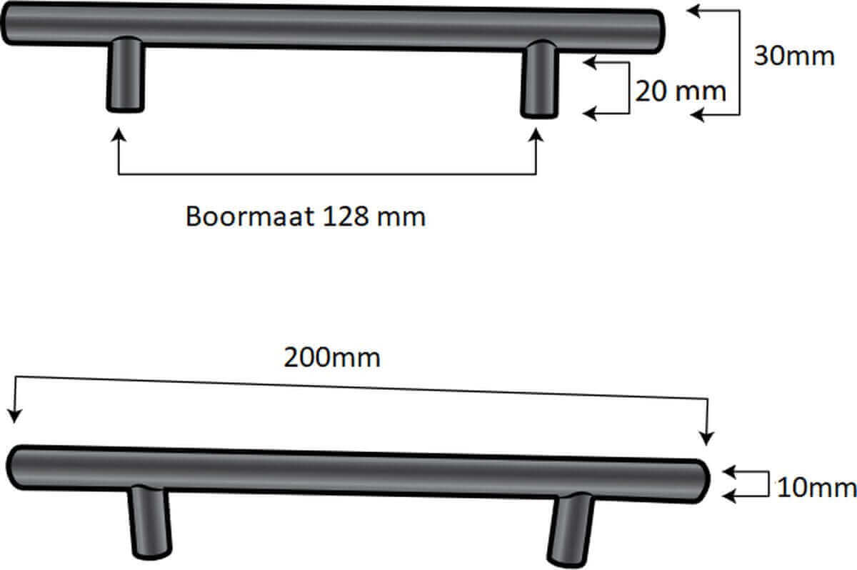 20X Handgreep 128mm RVS Zwart – Denver - BY MJM - GMJ06-20