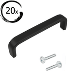 20 stuks handgreep Tampa 128mm mat zwart RVS met 40 bevestigingsschroeven voor keuken en kastmontage