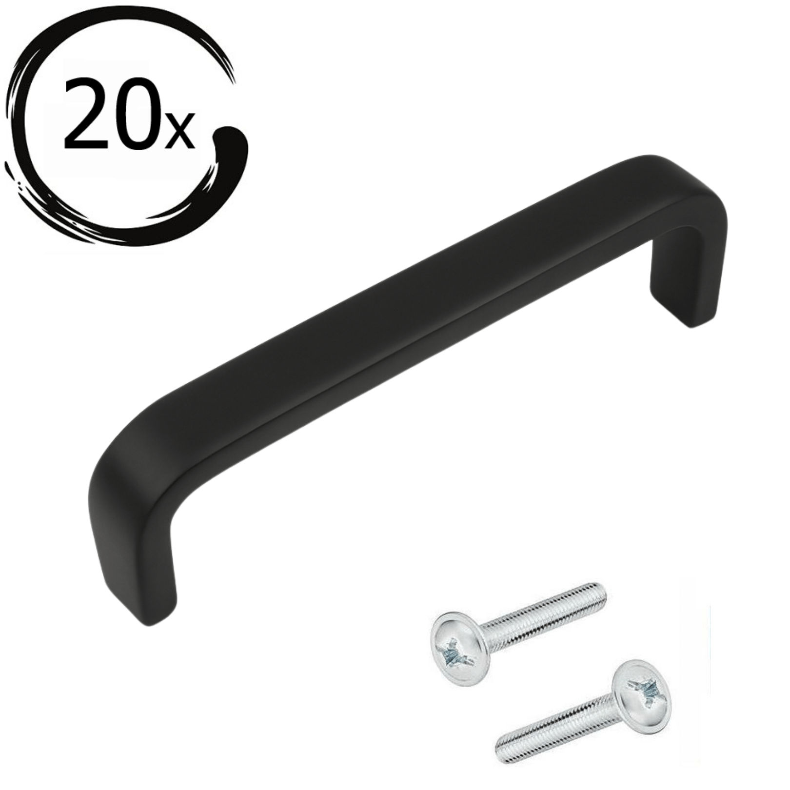 20 stuks handgreep Tampa 128mm mat zwart RVS met 40 bevestigingsschroeven voor keuken en kastmontage
