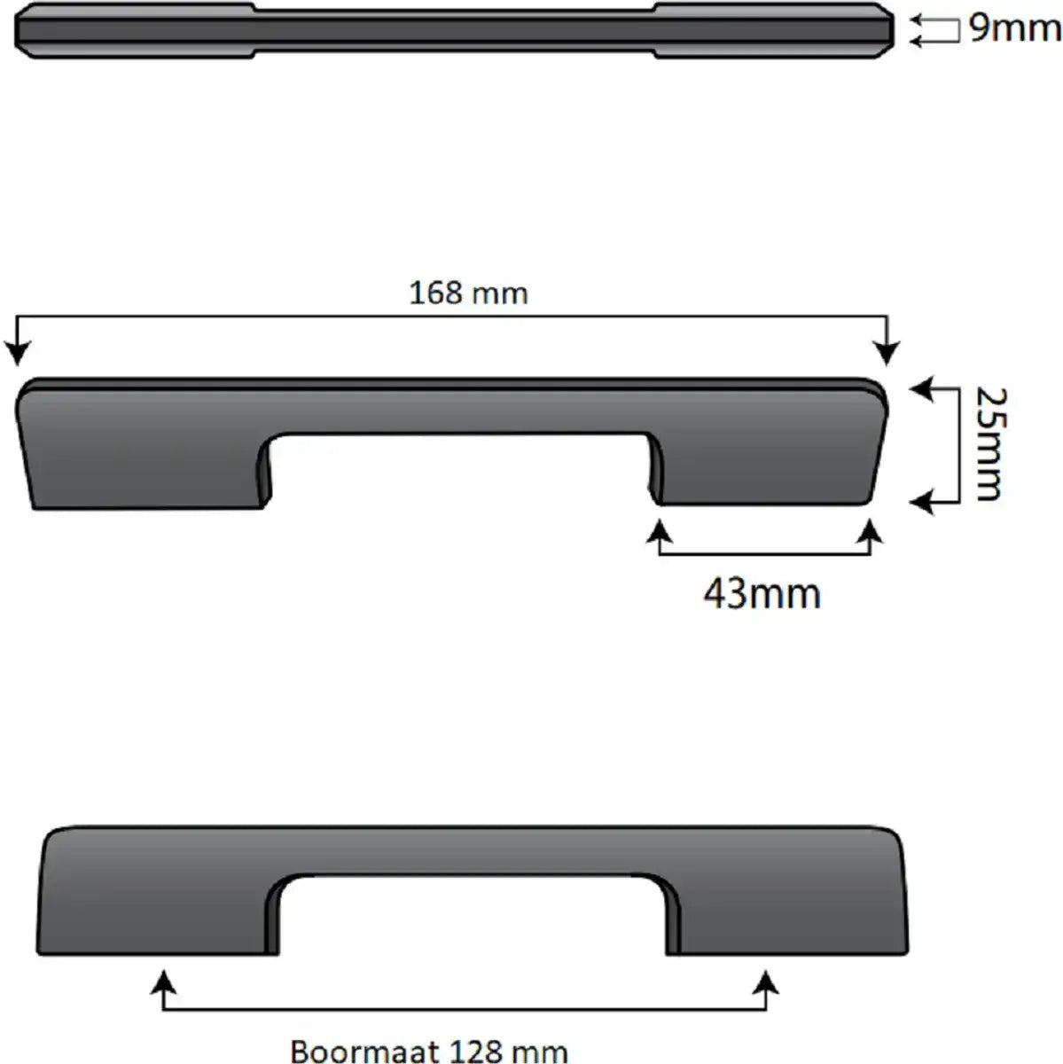 20X Handgreep 128mm/160mm Aluminium Zwart – Seattle - BY MJM - GMJ03-20
