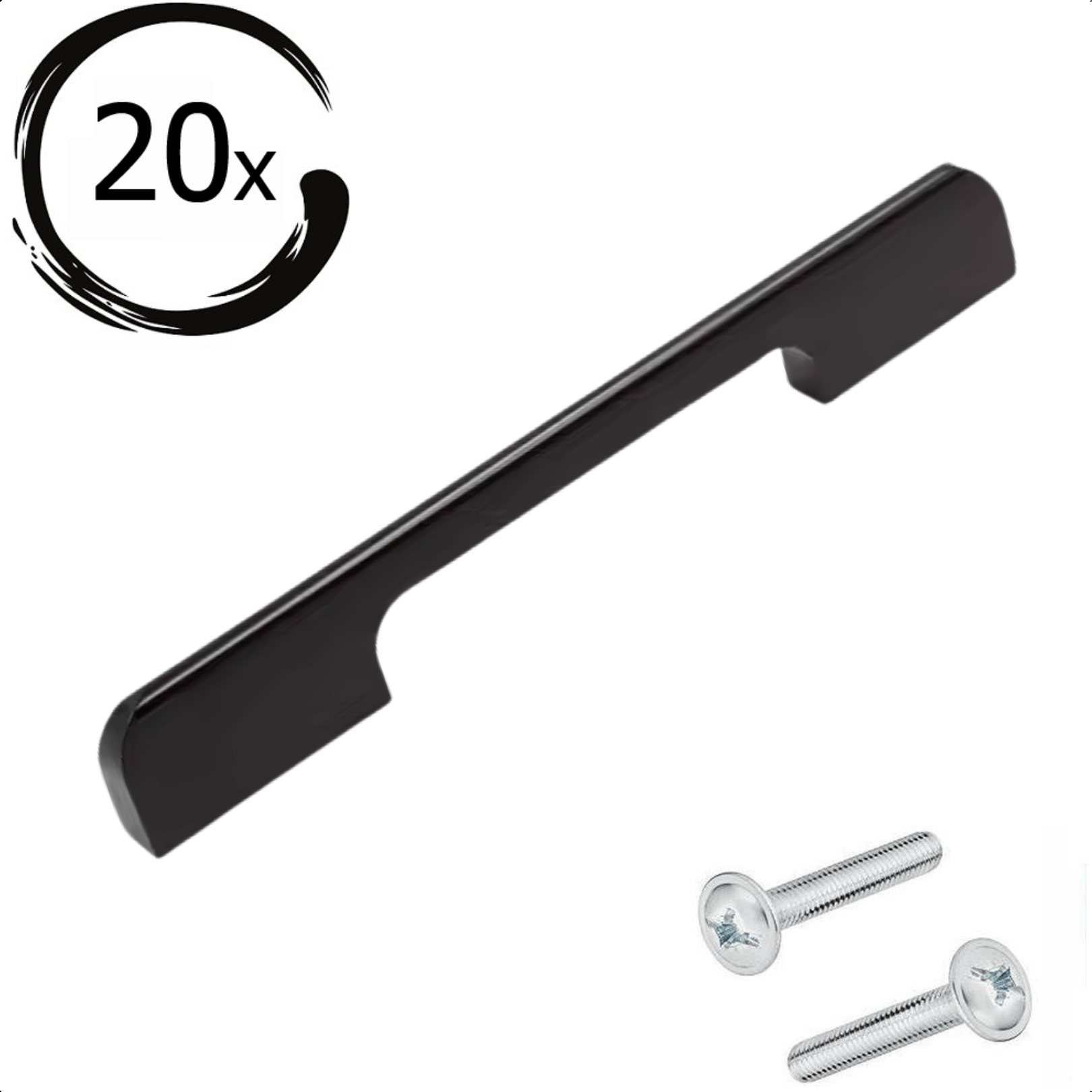 20 handgrepen Seattle aluminium zwart met dubbele boormaat 128mm en 160mm inclusief 40 bevestigingsschroeven