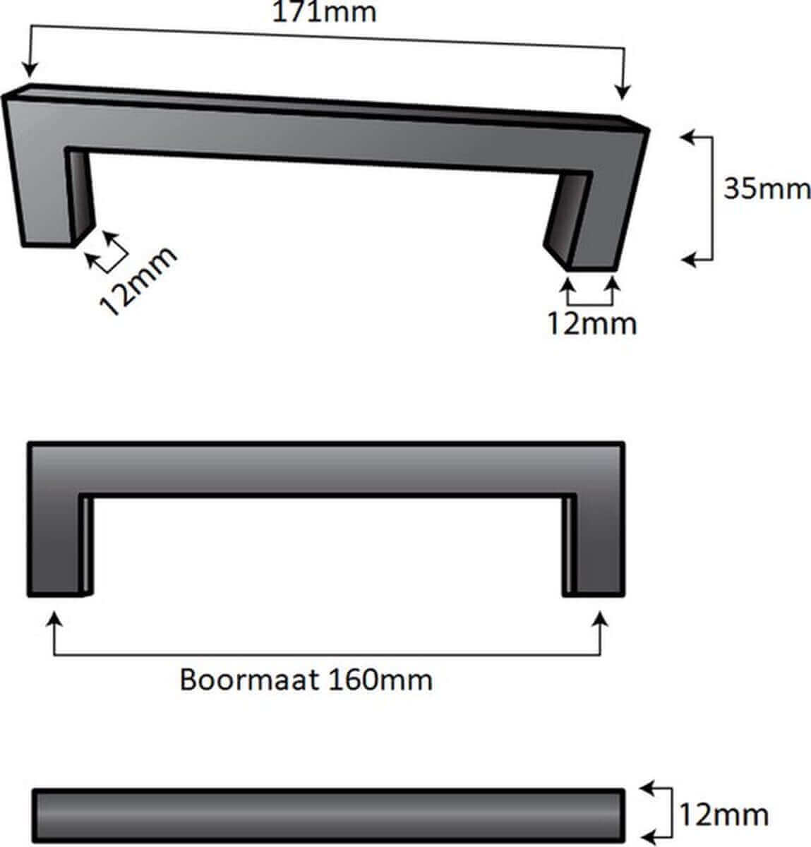 20X Handgreep 160mm RVS Wit – Dallas - BY MJM - GMJ61-20