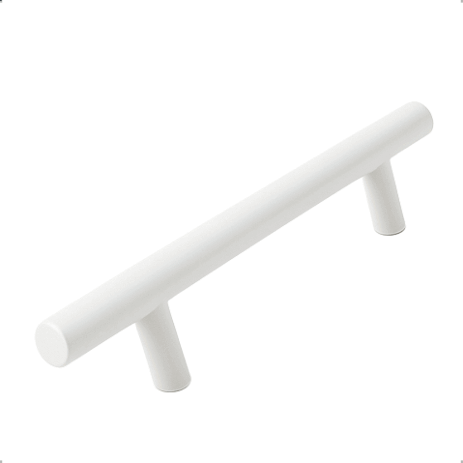 Close-up bevestigingspunt witte RVS handgreep Denver 160mm met schroefdraad