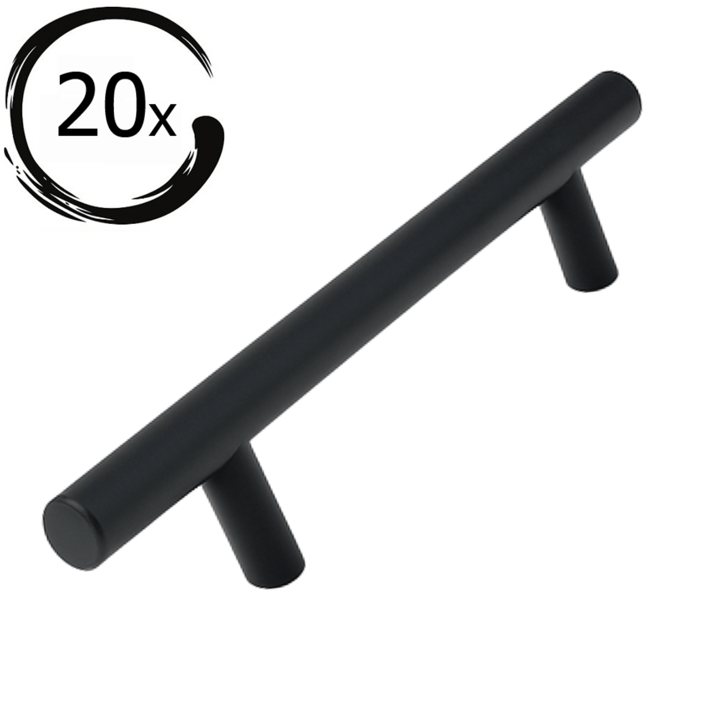 20 stuks Denver handgreep 160mm mat zwart RVS gepoedercoat met setaanduiding — rechte robuuste vorm