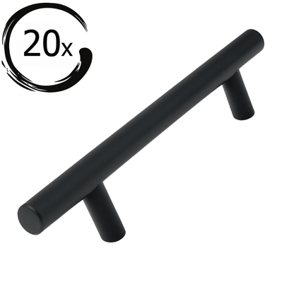 20 stuks Denver handgreep 160mm mat zwart RVS gepoedercoat met setaanduiding — rechte robuuste vorm