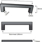 Handgreep Dallas 160mm mat zwart productfoto met afmetingen en montage-instructies BY MJM