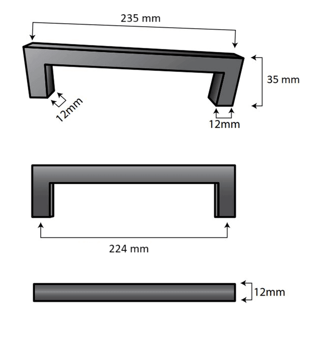 20X Handgreep 224mm RVS Zwart – Dallas - BY MJM - GMJ86-20