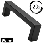 Set 20X handgreep Atlanta 96mm mat zwart RVS met afgeronde vorm