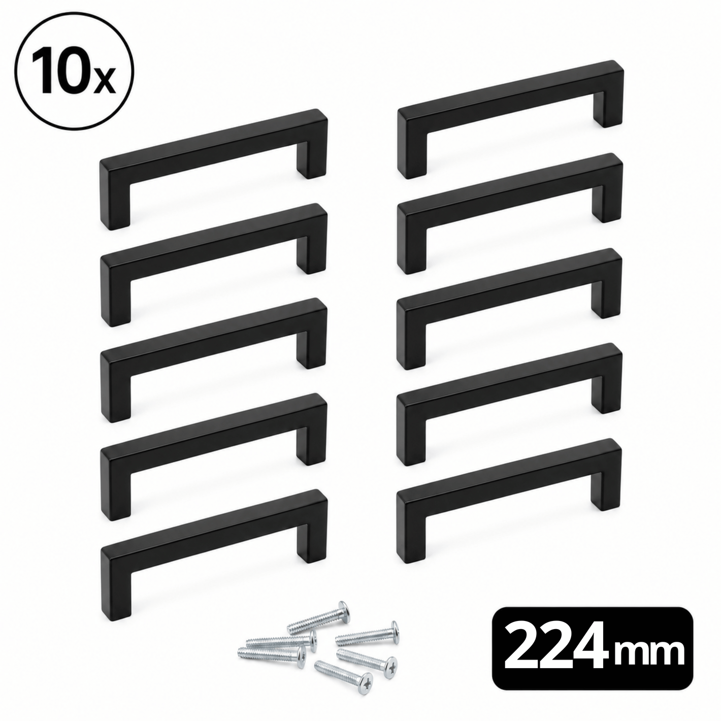 10X Handgreep 224mm RVS Zwart – Dallas