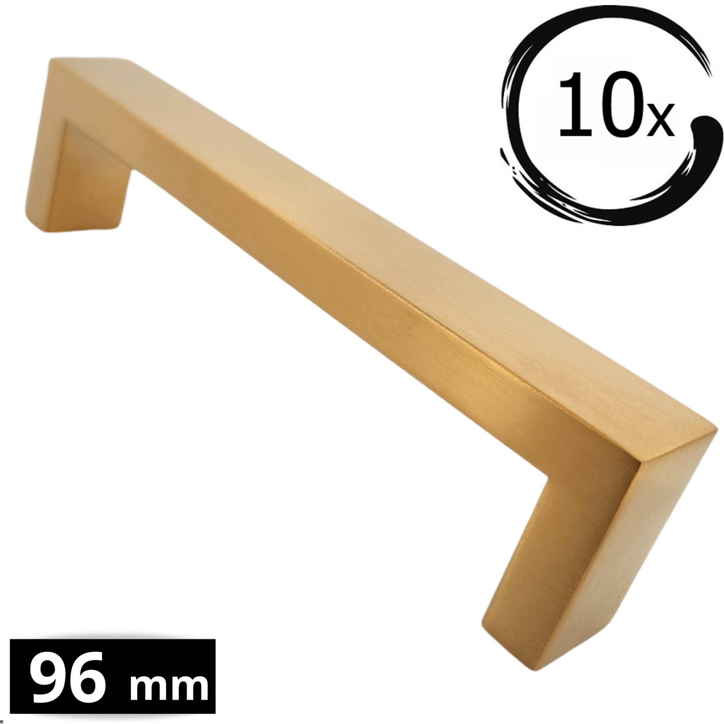 Handgreep 96mm RVS goud Atlanta afgerond modern design geborsteld 10 stuks set BY MJM