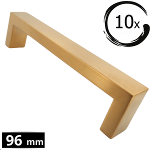 Handgreep 96mm RVS goud Atlanta afgerond modern design geborsteld 10 stuks set BY MJM