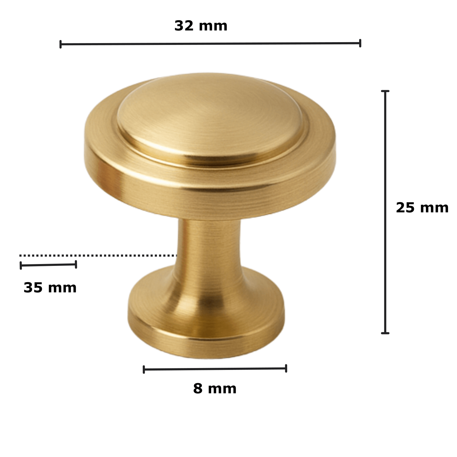 Deurknop 32mm Goud – Memphis - BY MJM - GMJ49