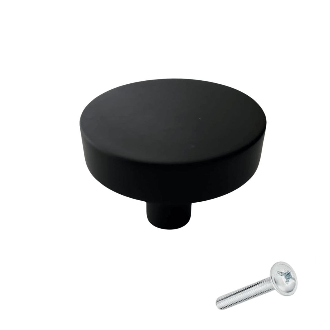 Ronde zwarte deurknop 40mm Circle met bevestigingsschroef