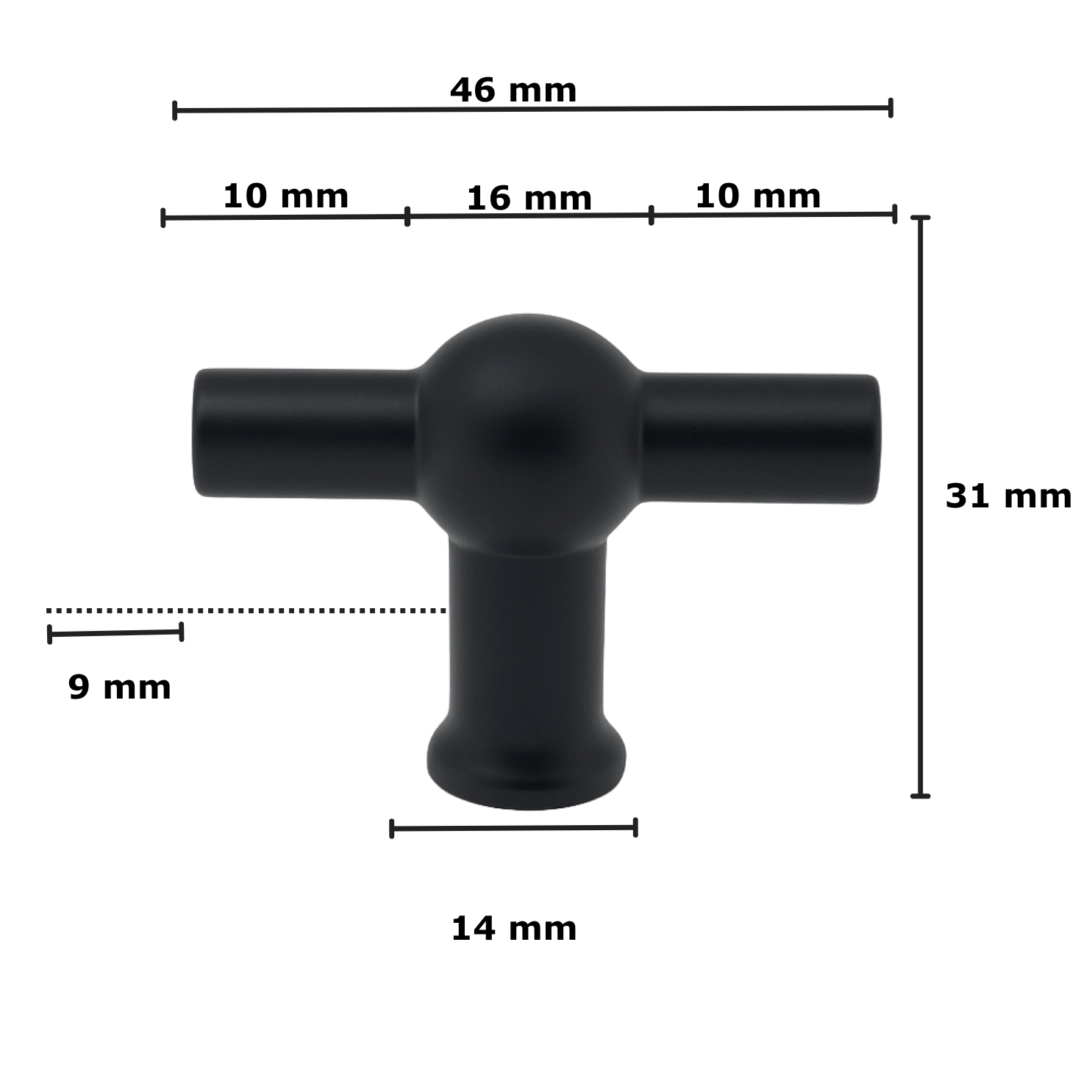 Deurknop 48mm Zwart – Kansas - BY MJM - GMJ27