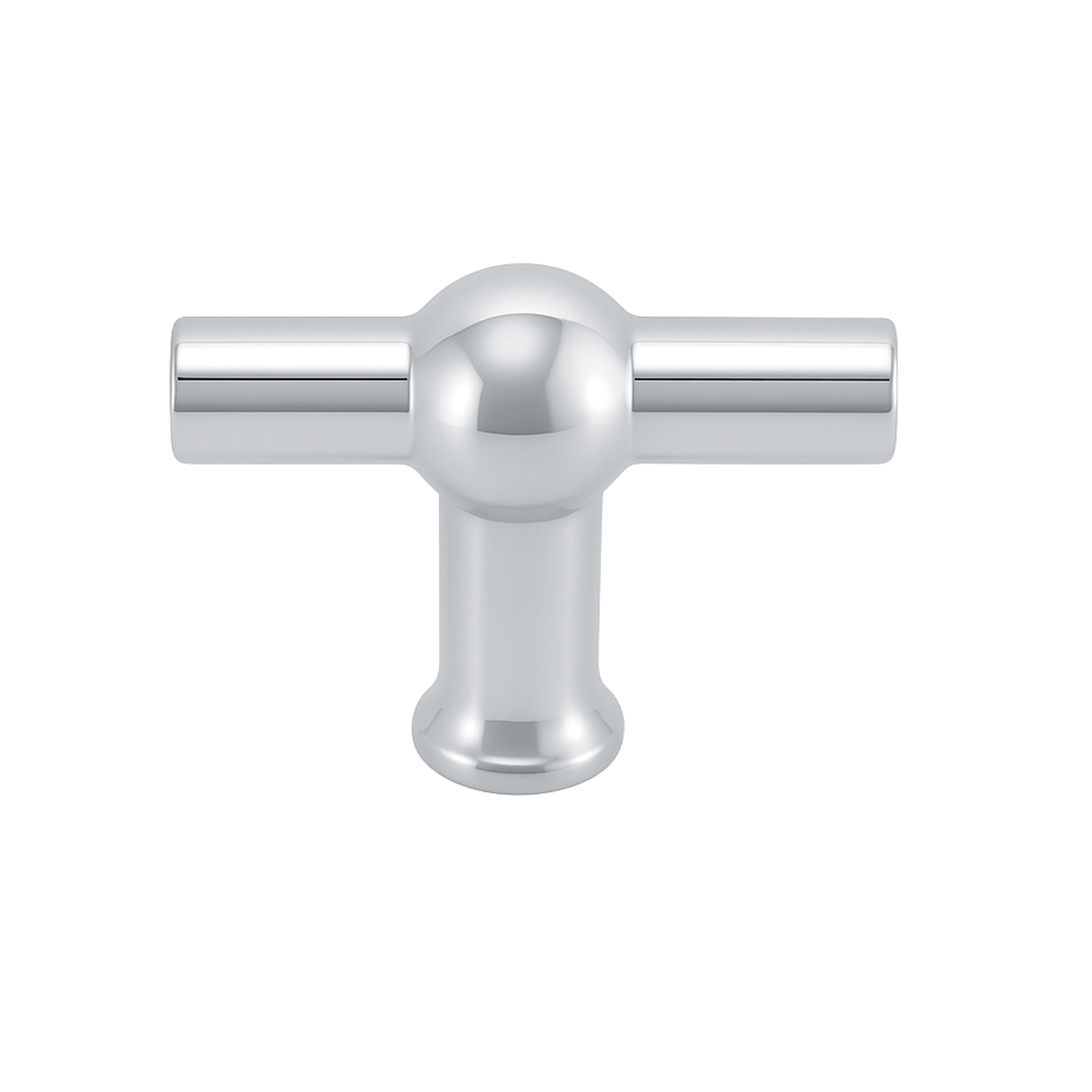 Deurknop T-greep 48mm chroom Kansas – chromen T-vormige meubelknop voor kastdeuren en lades
