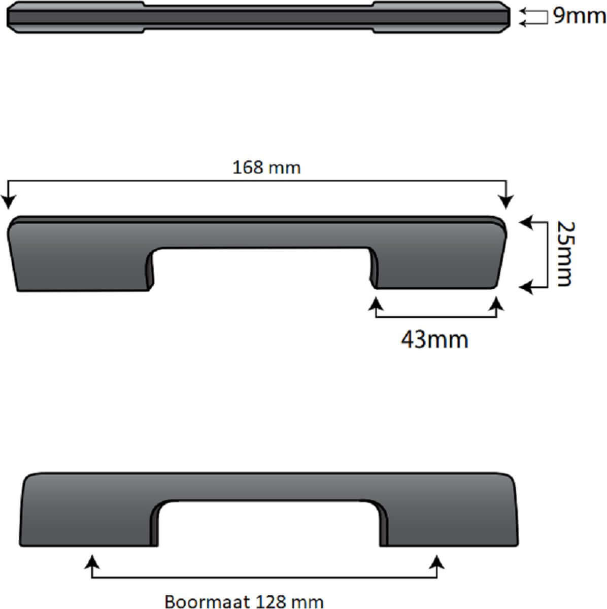 Handgreep 128mm Aluminium Wit – Seattle - BY MJM - GMJ58