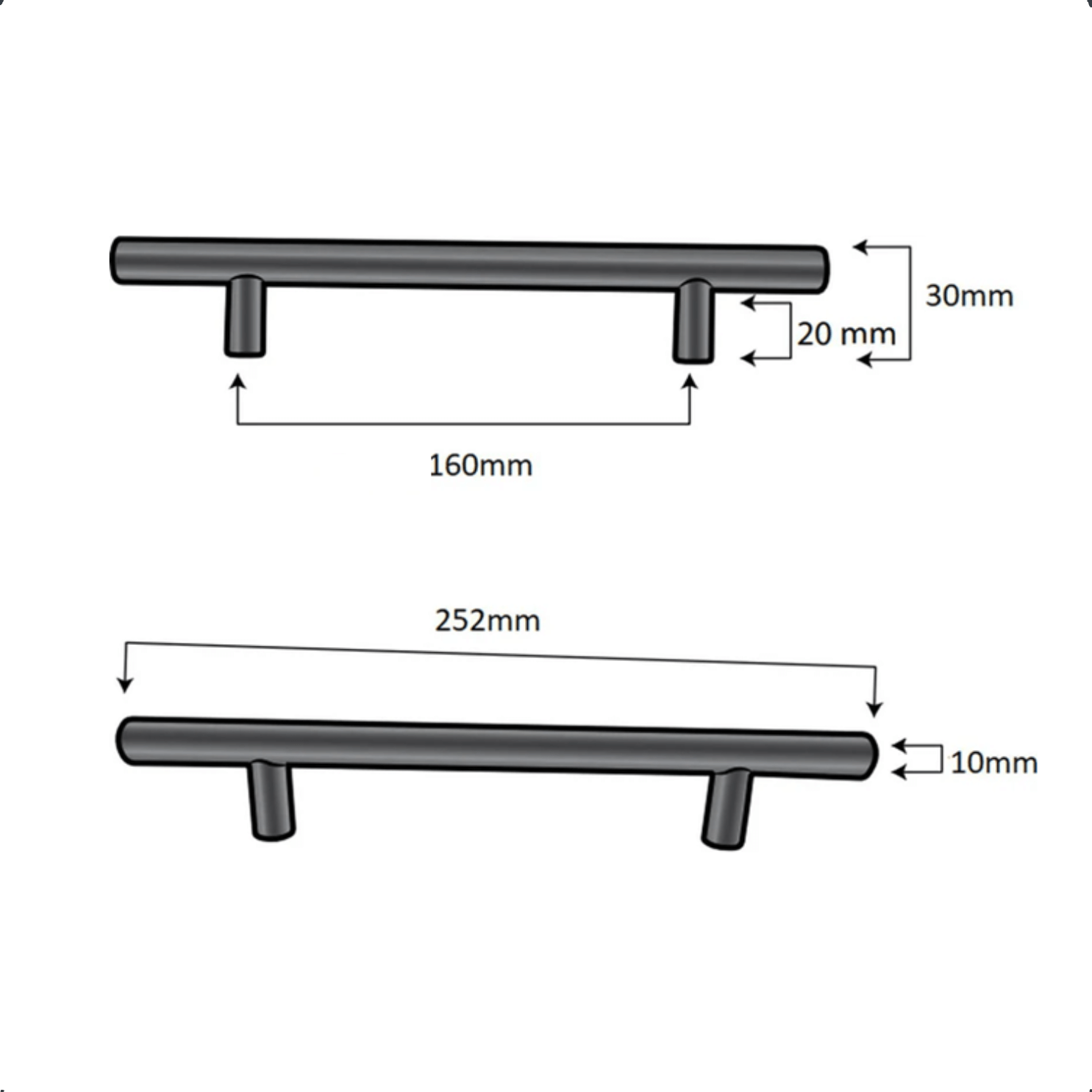 Handgreep 160mm RVS Zwart – Denver - BY MJM - GMJ09