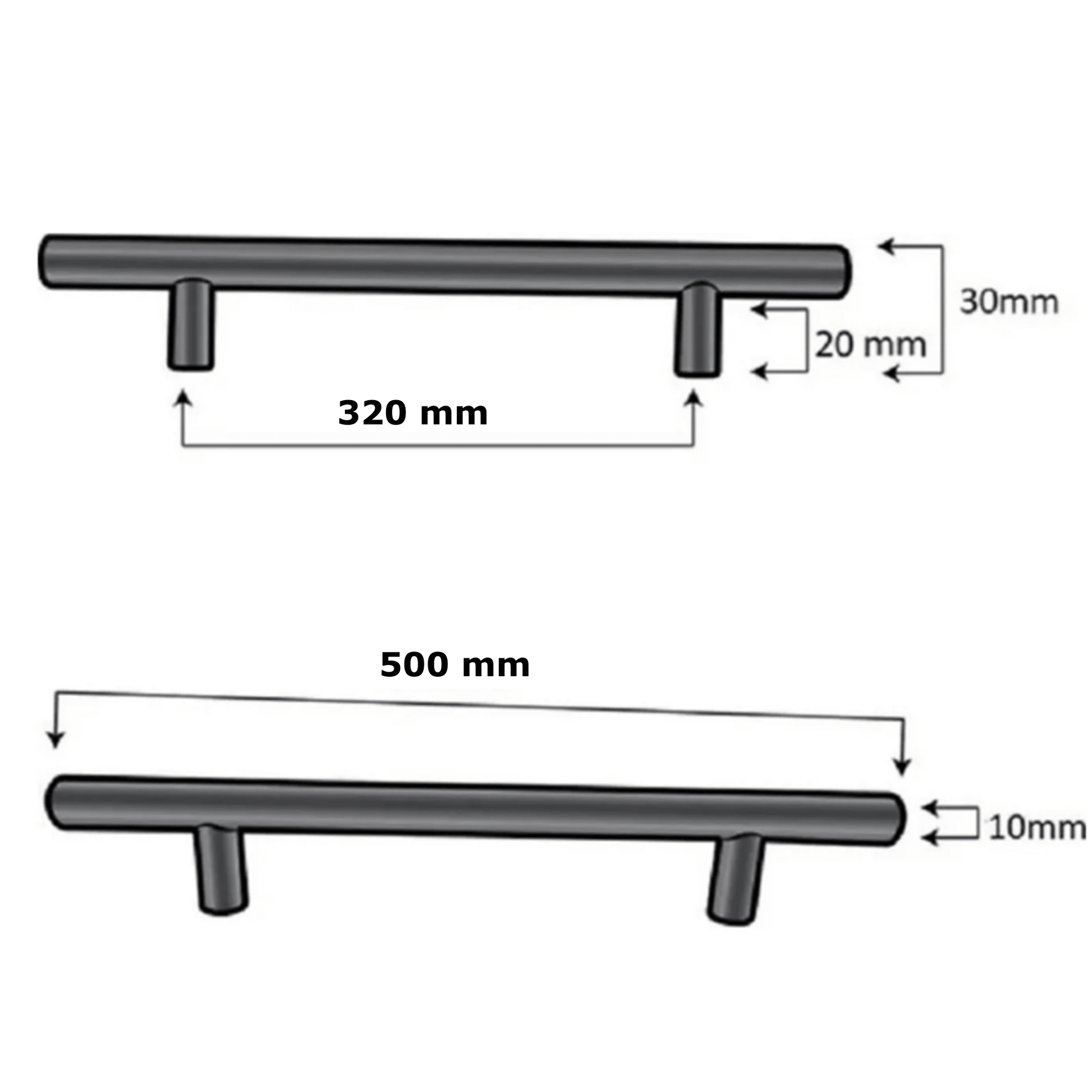 Handgreep 320 RVS Zwart – Denver - BY MJM - GMJ133
